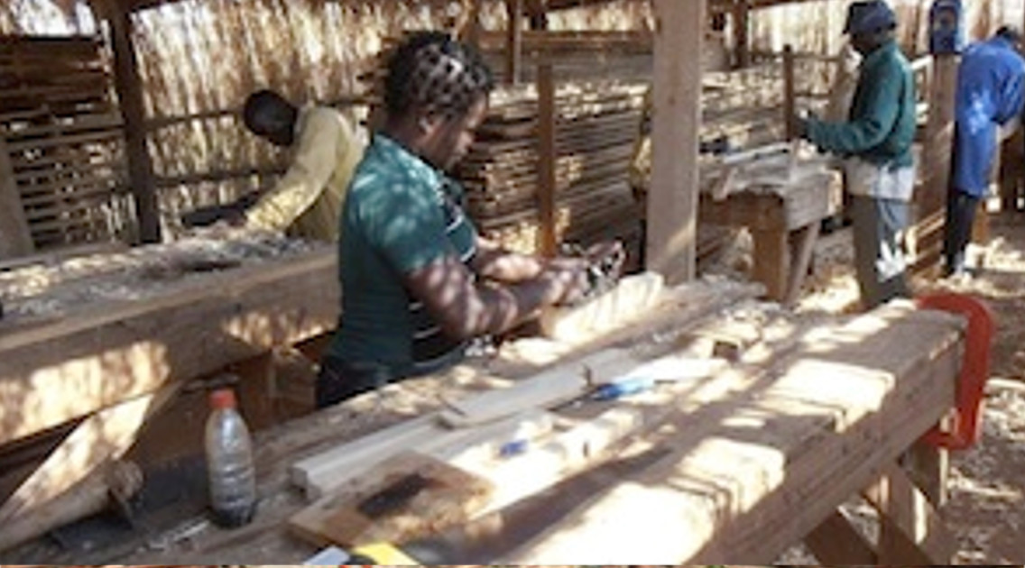 People training in carpentry